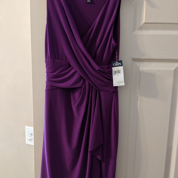 SEXY, FITTED CHAPS PURPLE WRAP LOOK DRESS - Picture 1 of 3
